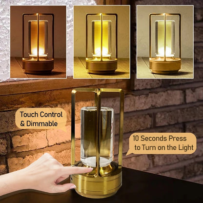 LED crystal table lamp Rechargeable touch night lamp