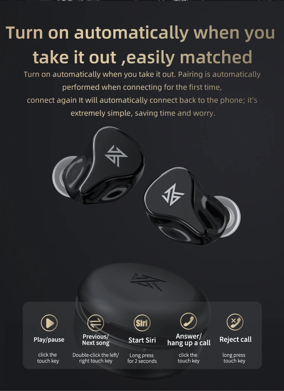 KZ Z1 Pro Wireless Headphones Touch Control Noise Cancelling Bluetooth-Compatible 5.2