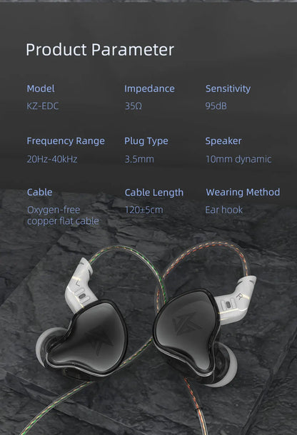 KZ EDC In Ear Earphones HIFI Bass Earbuds Headphones With Microphone