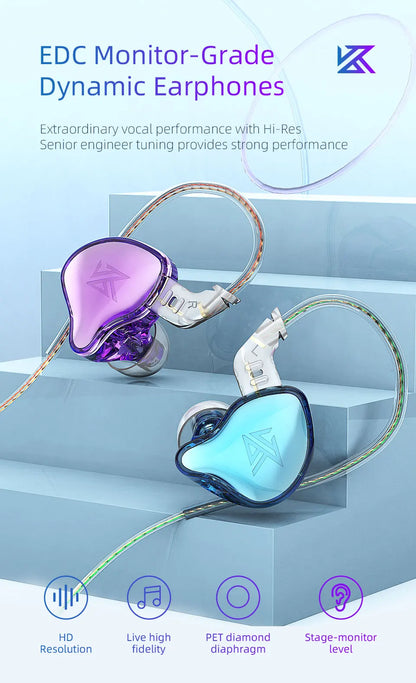 KZ EDC In Ear Earphones HIFI Bass Earbuds Headphones With Microphone