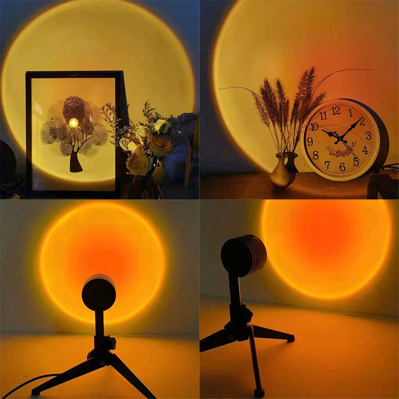 USB Sun Projection Atmosphere Lights Night Light Sunset Lamp Rainbow Led Lamps Home Bedroom Background Wall Decoration Lighting