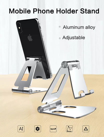 Phone Holder Stand for iPhone 12 11 Pro Max Xiaomi mi 10 Metal Phone Holder Foldable Mobile Phone Stand Desk For iPhone 7 8 X XS