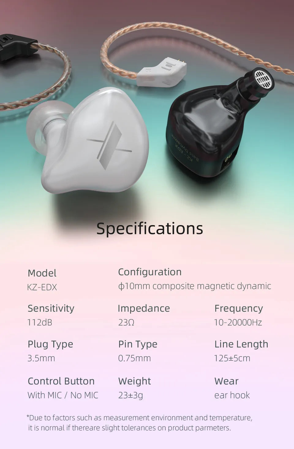 KZ EDX 1DD In Ear Earphones HIFI Bass Earbuds Monitor Earphones Sport Noise Cancelling