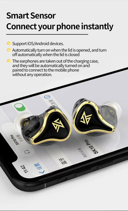 KZ SK10 Pro TWS Earphones Bluetooth 5.2 Wireless Hybrid HiFi Game Earbuds Noise Cancelling