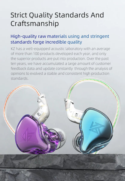 KZ EDC In Ear Earphones HIFI Bass Earbuds Headphones With Microphone