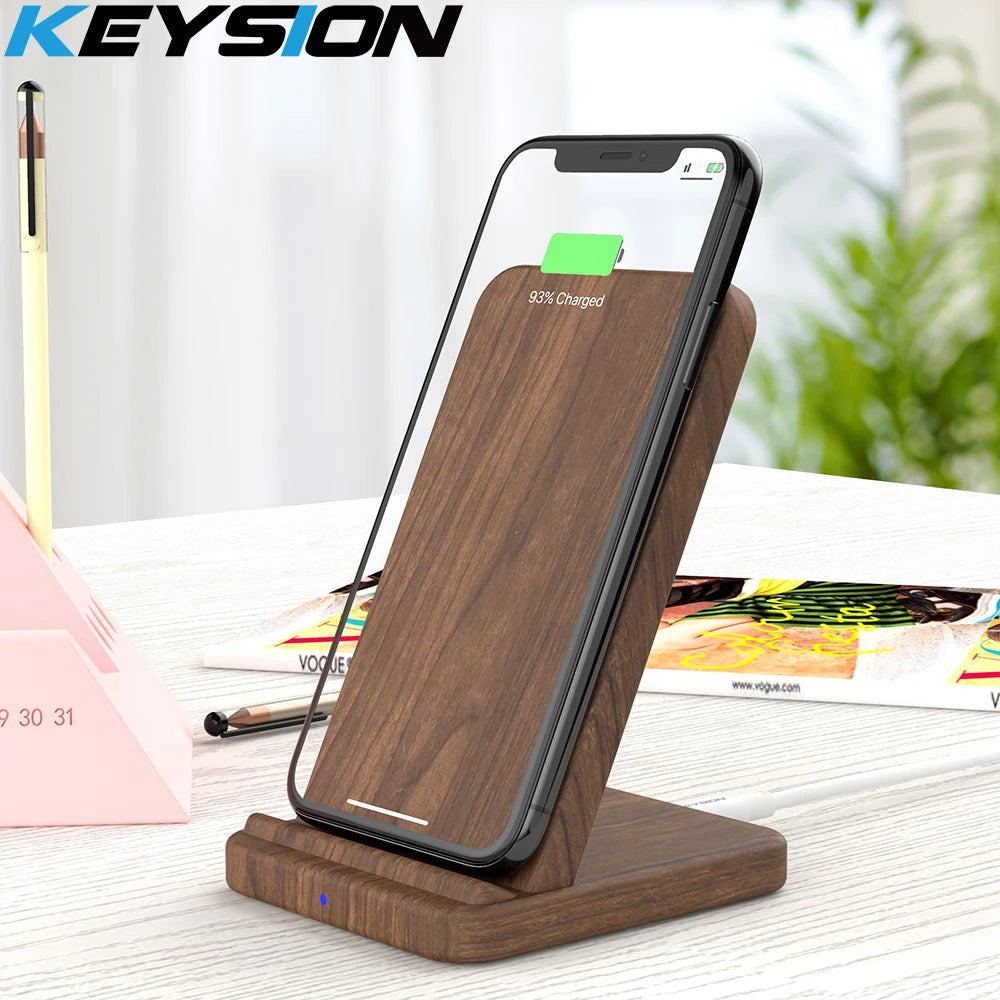 15W Wooden Qi Wireless Charger for iPhone 15 Pro Max 14 13 12 11 XR fast Wireless Charging Stand for Samsung S24 S23 S22