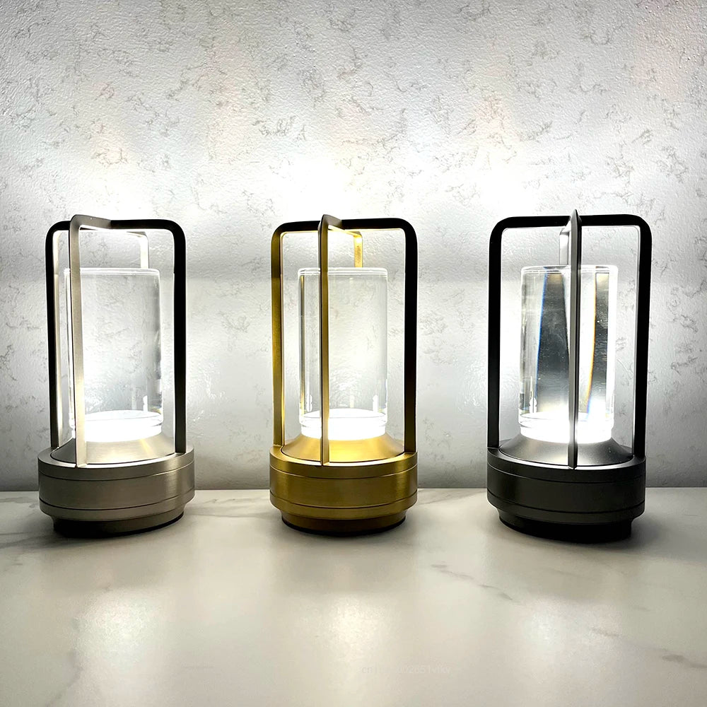 LED crystal table lamp Rechargeable touch night lamp