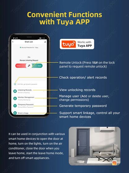 Waterproof Tuya zigbee Biometric Fingerprint Door Locks Electronic Smart door lock