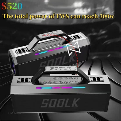 SODLK S520 150W High Power Wireless Bluetooth Speaker with 6.5MM Audio Interface Is Used for Devices Such as Guitar Blowpipes