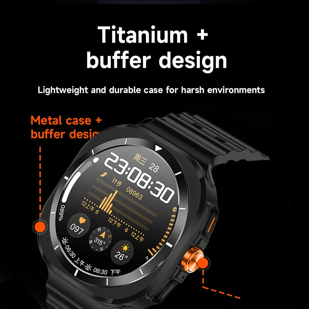 Smartwatch with Gesture Control, 1.46" IPS Display, 360x360 Resolution, Men's Dynamic Island, Elevation Tracking, Bluetooth Call, and Wireless Charging