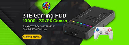 3TB Portable Gaming HDD: Retro Game Console with 17,300+ AAA, 3D, and Classic Games for PS4/PS3/PS2