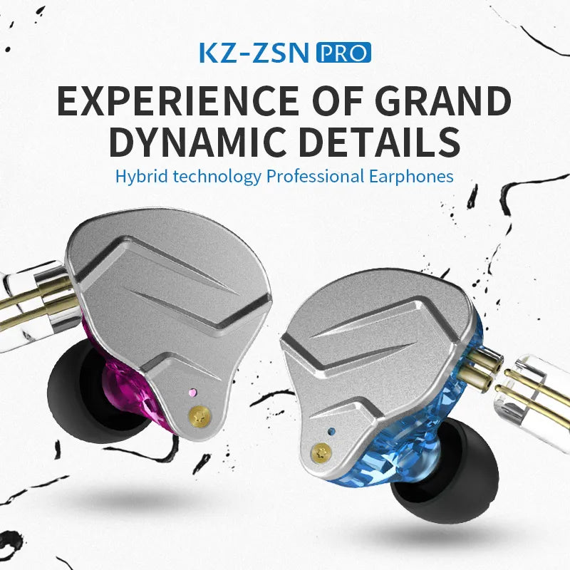 KZ ZSN PRO In Ear Earphone 1BA 1DD Hybrid Drive HIFI