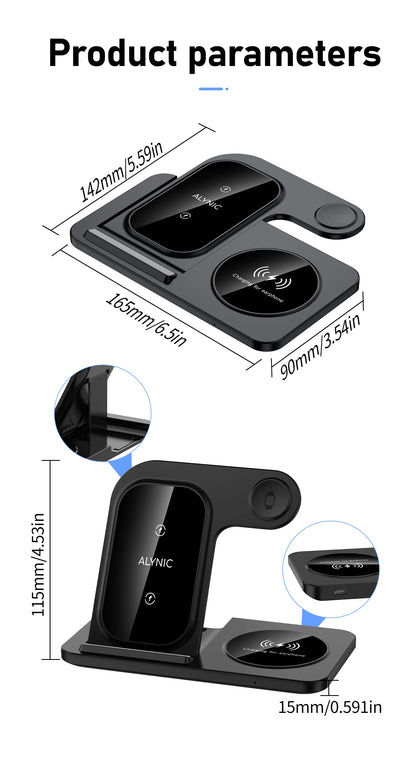 Wireless Charging Stand and Dock for iPhone 15/14/13/12, Samsung S23/S22, Galaxy Watch 5/4, Buds – Fast Charging Station