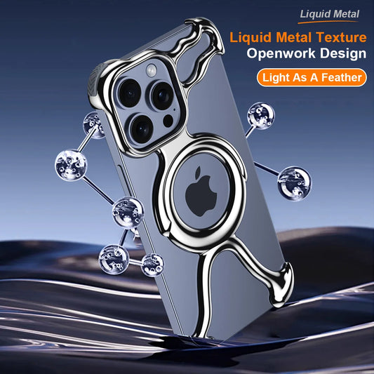 Irregular Magnetic Liquid Plating PC Phone Case For iPhone 14 13 15 Pro Max