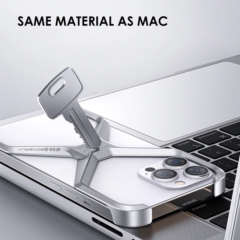 Aluminum Rimless  Case For iPhone 15 13 14 Pro Max Metal X Type