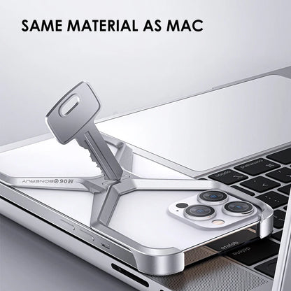 Aluminum Rimless  Case For iPhone 15 13 14 Pro Max Metal X Type