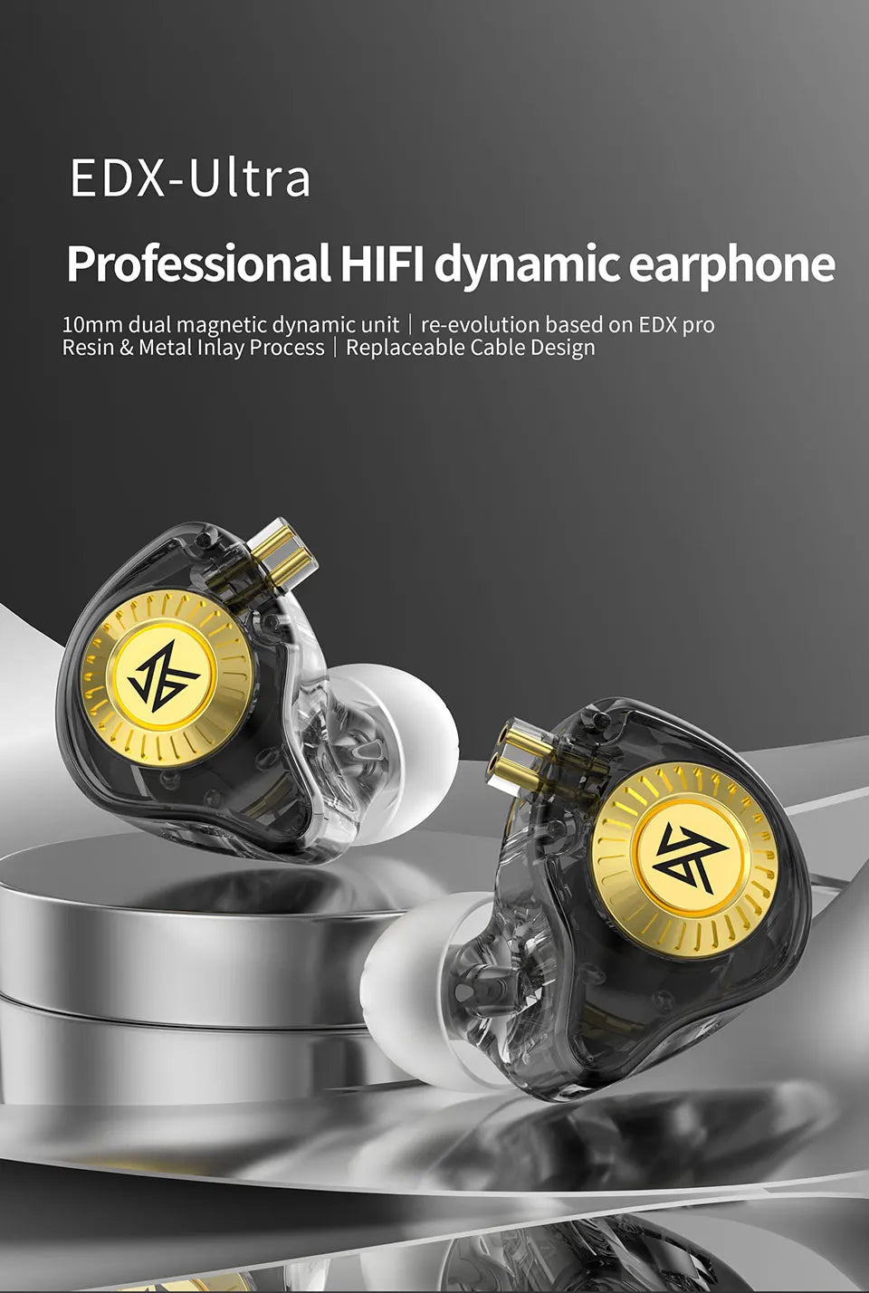 KZ EDX Ultra HiFi Dynamic In-Ear Bass Earphone Music Sport Game Noise Cancelling Headset Replaceable Cable