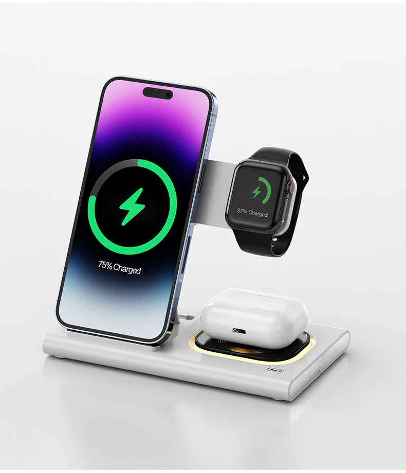 Wireless Charging Stand and Dock for iPhone 15/14/13/12, Samsung S23/S22, Galaxy Watch 5/4, Buds – Fast Charging Station