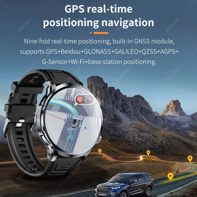 Smartwatch 1.95-inch 3D with 4G, SIM Card Support, Camera, GPS, WiFi, NFC, and Call Features – Android-Compatible for Men and Women