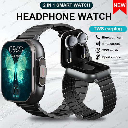 "New 2-in-1 Smart Sports Watch with NFC, Bluetooth Headset, Health Monitoring, and ENC – Perfect for Men and Women