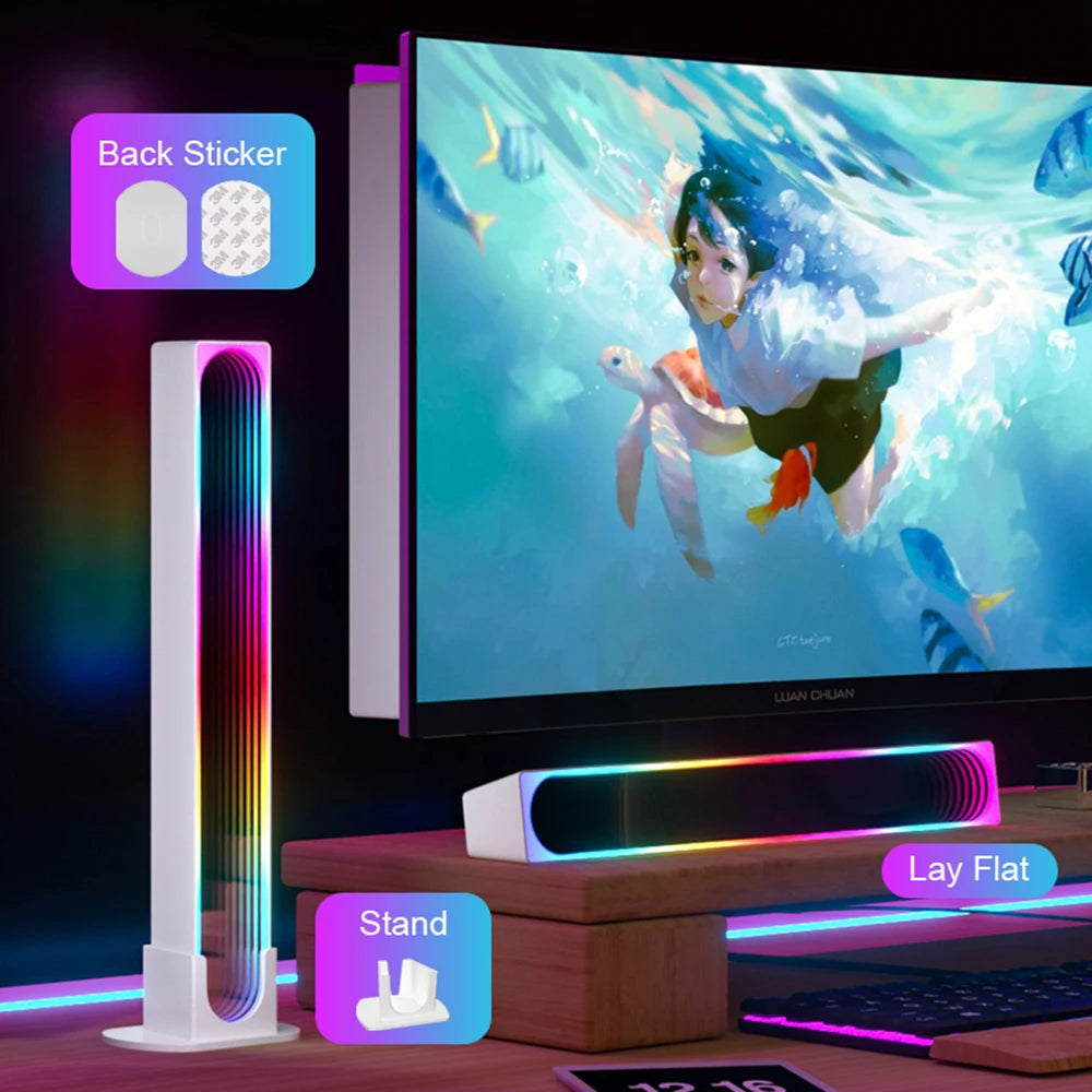 RGB LED Desktop Floor Lamp Light Bars Bluetooth Music Night Light Rhythm Atmosphere Lights for Gaming TV Room Decoration Lamp