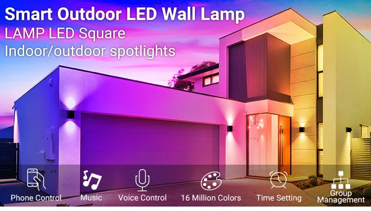 Suidhome WIFI Smart LED Wall Lamp IP65 Waterproof Outdoor Aluminum Cube Light RGBCW Color Changing Work With Alexa Google 1pc