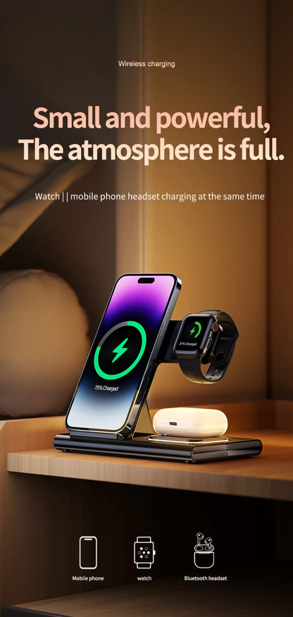 Wireless Charging Stand and Dock for iPhone 15/14/13/12, Samsung S23/S22, Galaxy Watch 5/4, Buds – Fast Charging Station