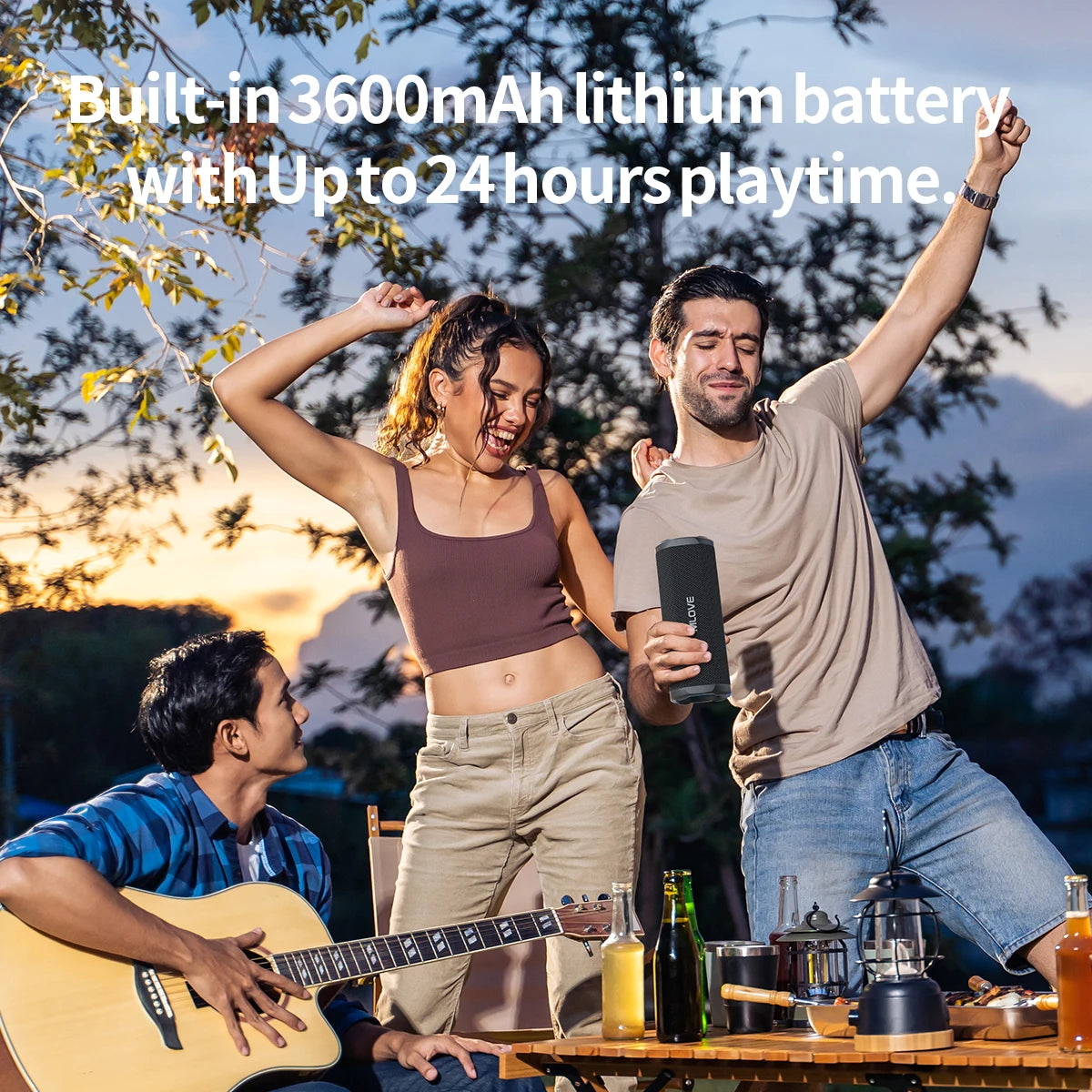 MLOVE P2 Bluetooth Speaker, Dual Speakers, RGB Lights, IPX7 Waterproof,