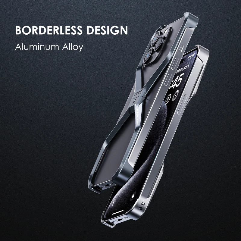 Aluminum Rimless  Case For iPhone 15 13 14 Pro Max Metal X Type