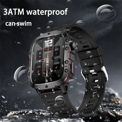 New Men's Military Smartwatch - IP68 5ATM Waterproof Outdoor Sports Fitness Tracker with Health Monitoring & 1.96'' Display, Bluetooth Call Function