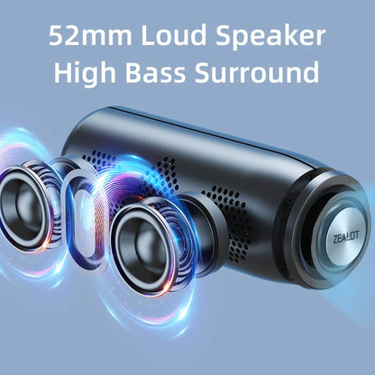 ZEALOT S51 Portable Bluetooth Speaker TWS Wireless Bass Subwoofer Waterproof Outdoor Speakers Boombox AUX TF