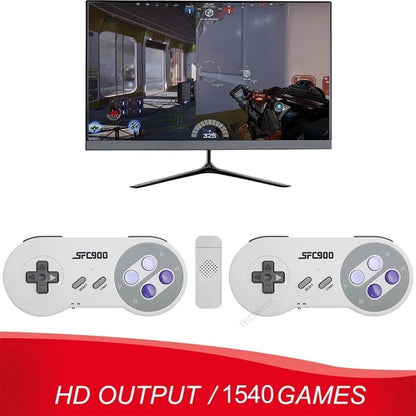 SF900 HD TV Game Console Stick with Wireless Controller - Built-in 6115 Games - Handheld Gamepad for SNES and NES Games