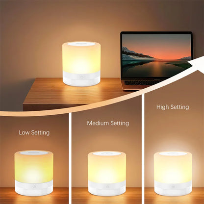 Table Lamp, Touch Dimmable Night Light, Portable USB Rechargeable Color Changing