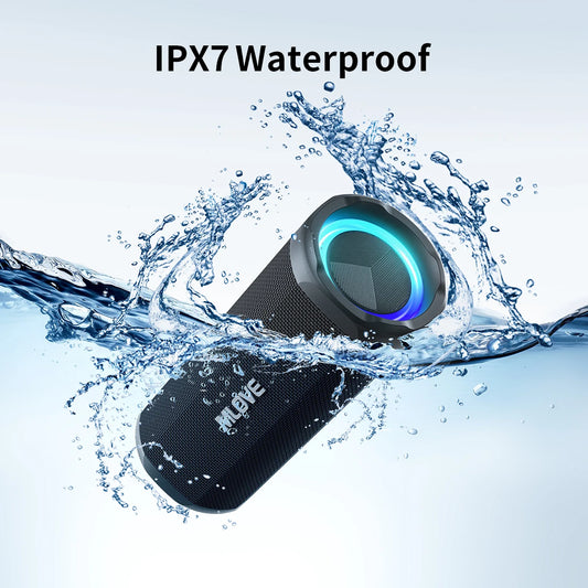 MLOVE P2 Bluetooth Speaker, Dual Speakers, RGB Lights, IPX7 Waterproof,