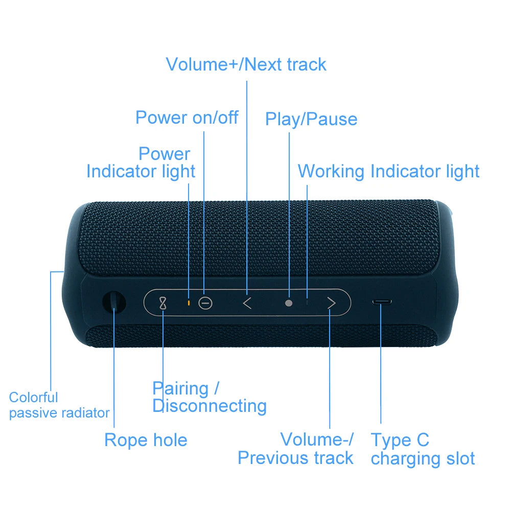 WISETIGER P3 Bluetooth Speaker 30W Outdoor Portable Speaker IPX7 Waterproof High Quality Sound HD Stereo Surround Bass Boost