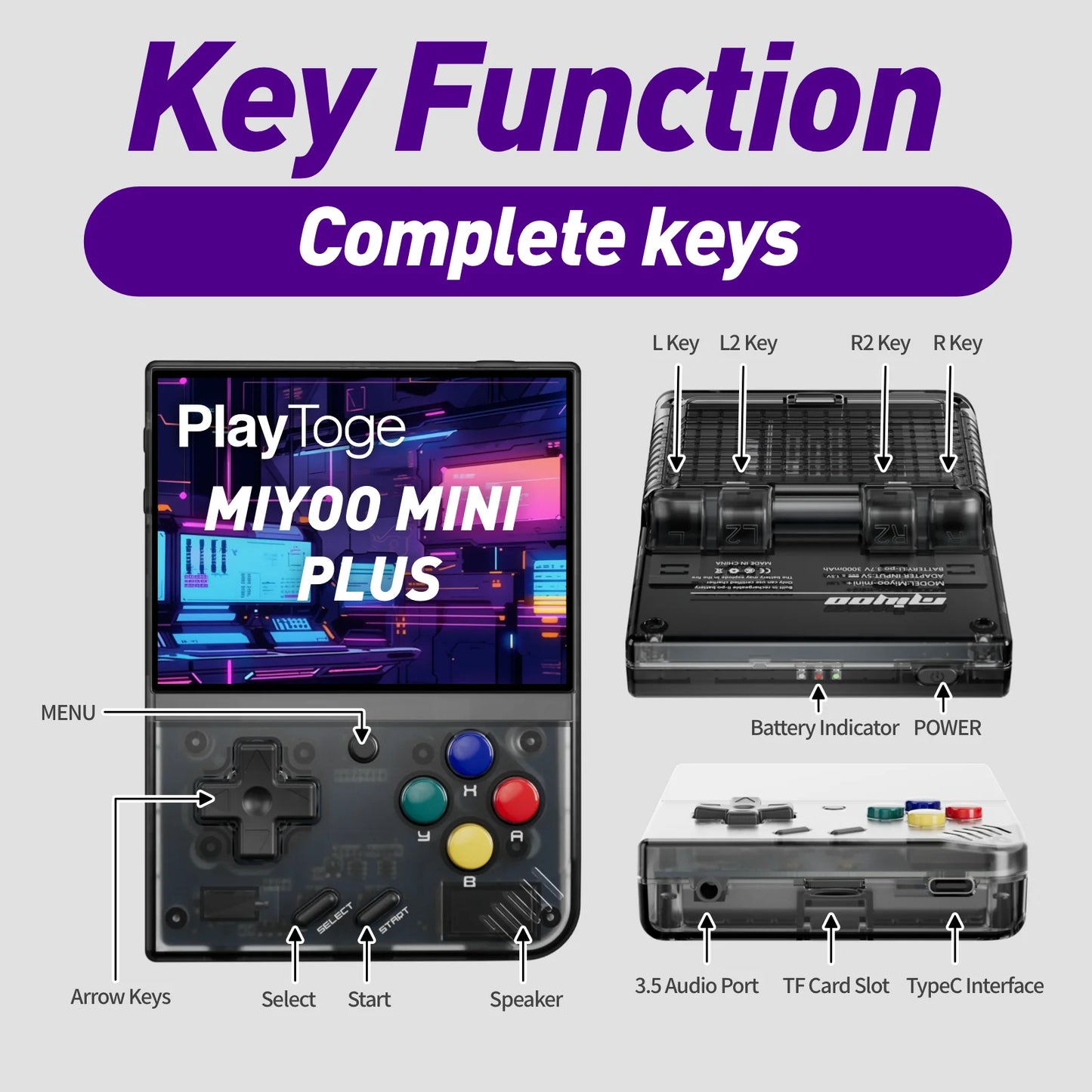 Miyoo Mini Plus Portable Game Console with 3.5" IPS Display (640x480) and 3000mAh Battery