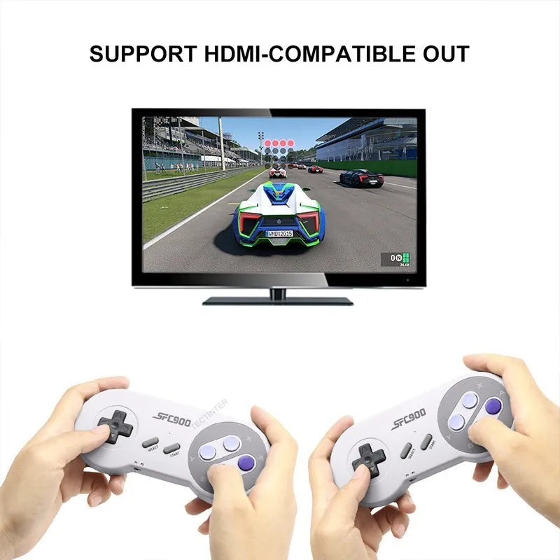 SF900 HD TV Game Console Stick with Wireless Controller - Built-in 6115 Games - Handheld Gamepad for SNES and NES Games