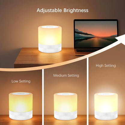 Table Lamp, Touch Dimmable Night Light, Portable USB Rechargeable Color Changing