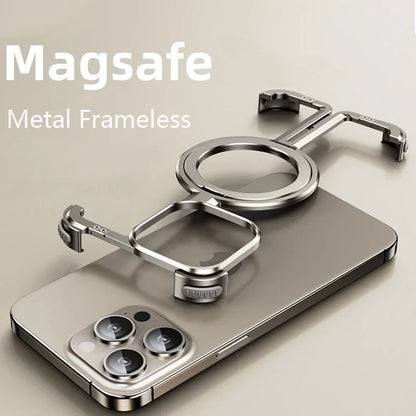 Aluminium Magnetic Cover Stand Phone Case For iPhone 15 14 12 13 Pro Max