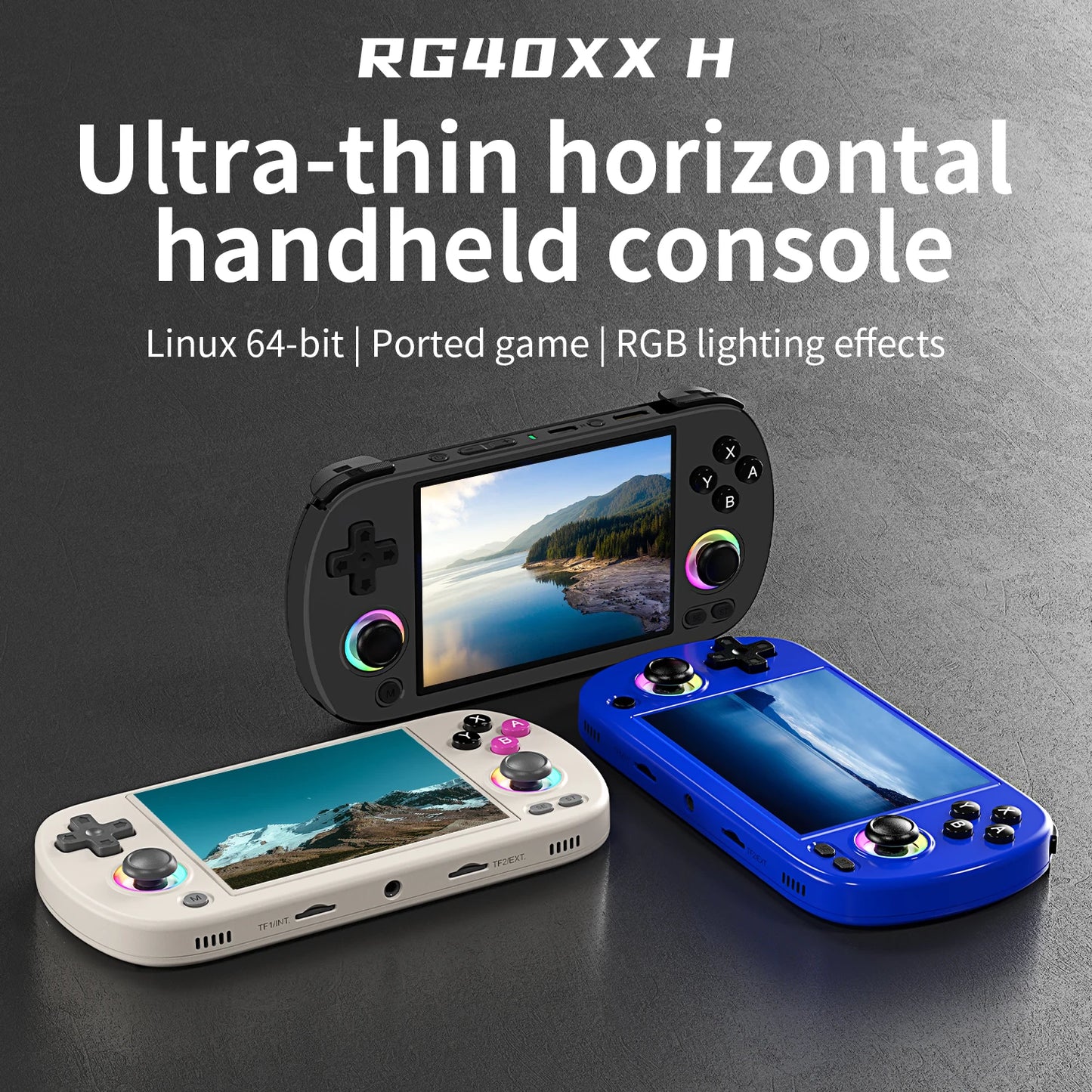 RG40XX H Handheld Game Console - 4.0-inch 640x480 IPS Screen, 3200mAh Battery, 64-Bit System, Preloaded with 5000+ Games