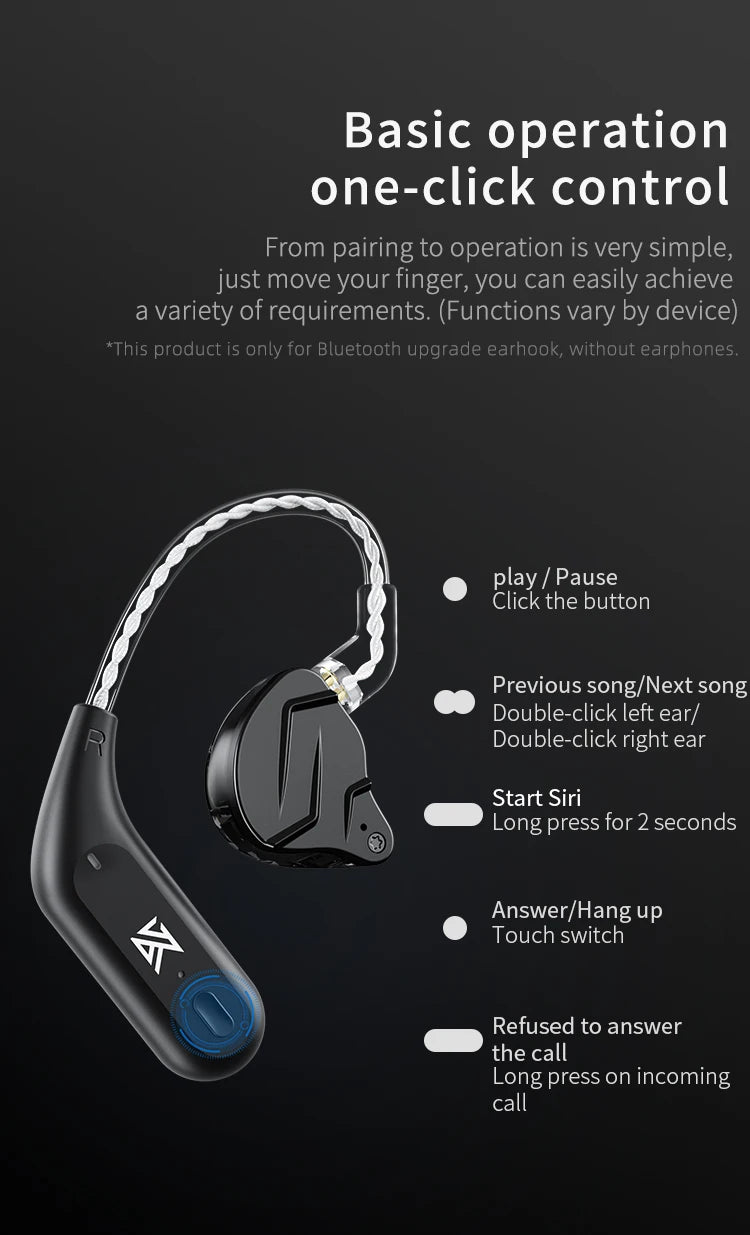 KZ AZ09 HD Bluetooth 5.2 Wireless Upgrade Cable Earphones Headset Ear Hook With Charging Case