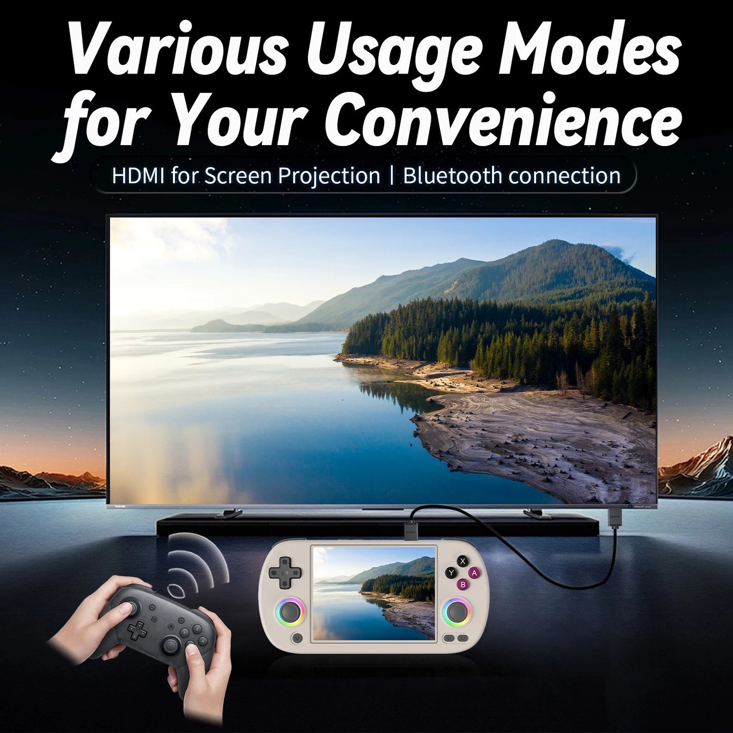 RG40XX H Handheld Game Console - 4.0-inch 640x480 IPS Screen, 3200mAh Battery, 64-Bit System, Preloaded with 5000+ Games