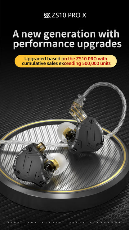 KZ ZS10 PRO X Metal Headset Hybrid drivers HIFI Bass Earbuds In-Ear