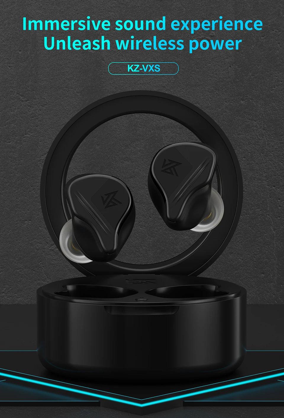 KZ VXS TWS 5.2 Bluetooth Wireless Earphones Earbud APTX Sport Earbuds Game Headset