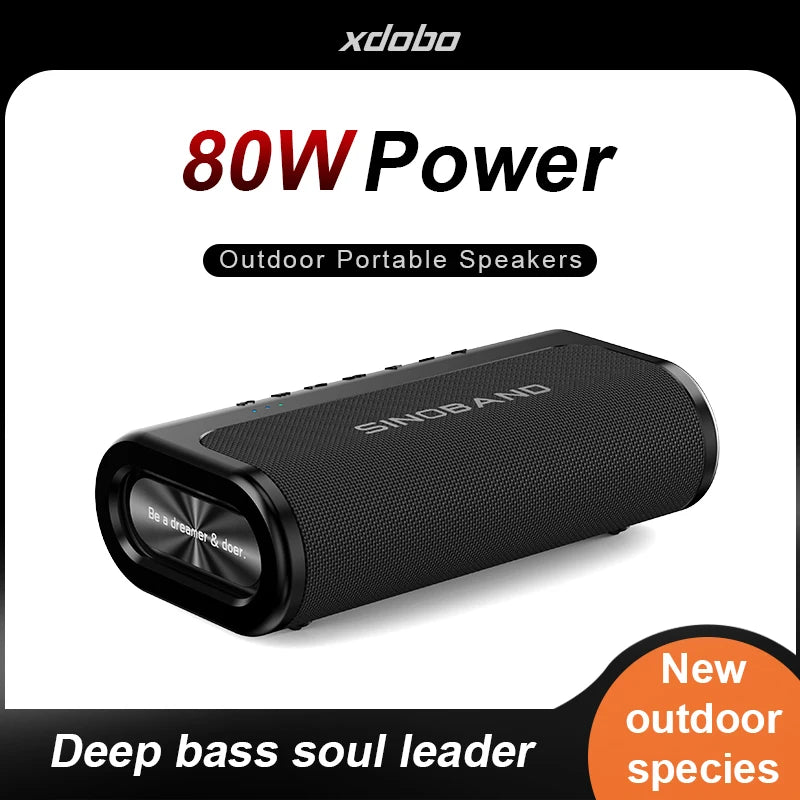 Wireless Bluetooth Speakers, 80W Waterproof Speaker with Powerful Bass Power Bank Function