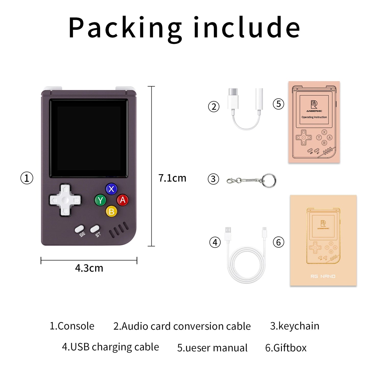 Nano Retro Mini Handheld Game Console – 1.54" IPS Screen, 64GB Storage, Aluminum Alloy Build