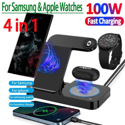 100W  Wireless  Fast Charging Station For iPhone 14 13 12 Samsung S22 S21 Galaxy Apple Watch 8 7