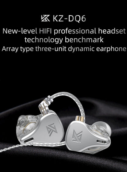 KZ DQ6 3DD Dynamic Driver HIFI In Ear Earphone High Resolution Headphone Noise Cancelling Headset