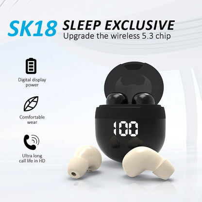 SK18 Superbass Earphones,TWS Wireless Bluetooth Headset,With Mic Smart Touch Headphones,Invisible Mini Noise Reduction Earbuds