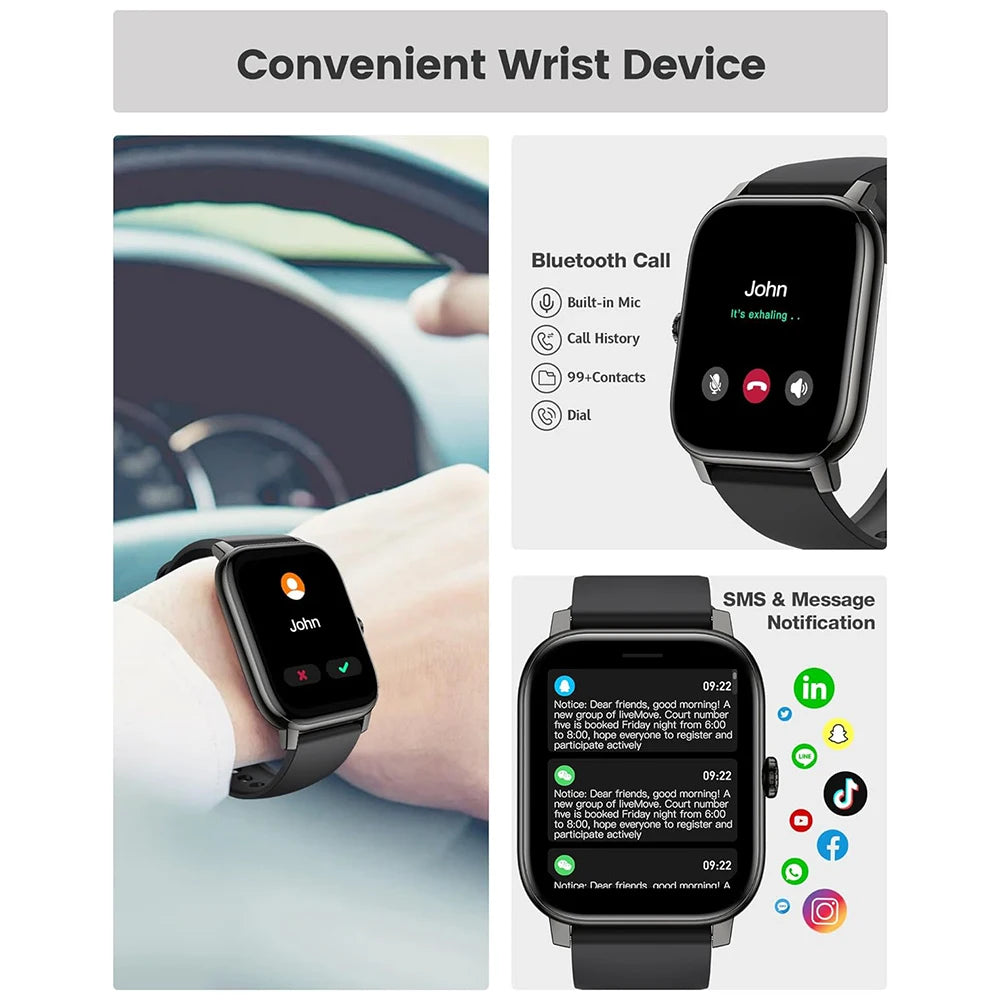 P75 Smart Watch Men Women 1.85"Bluetooth Phone Connect Call Smartwatch Waterproof Sports Electronic Watches Wristwatch